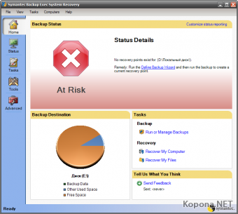 Symantec Backup Exec System Recovery 8.5.3.31483