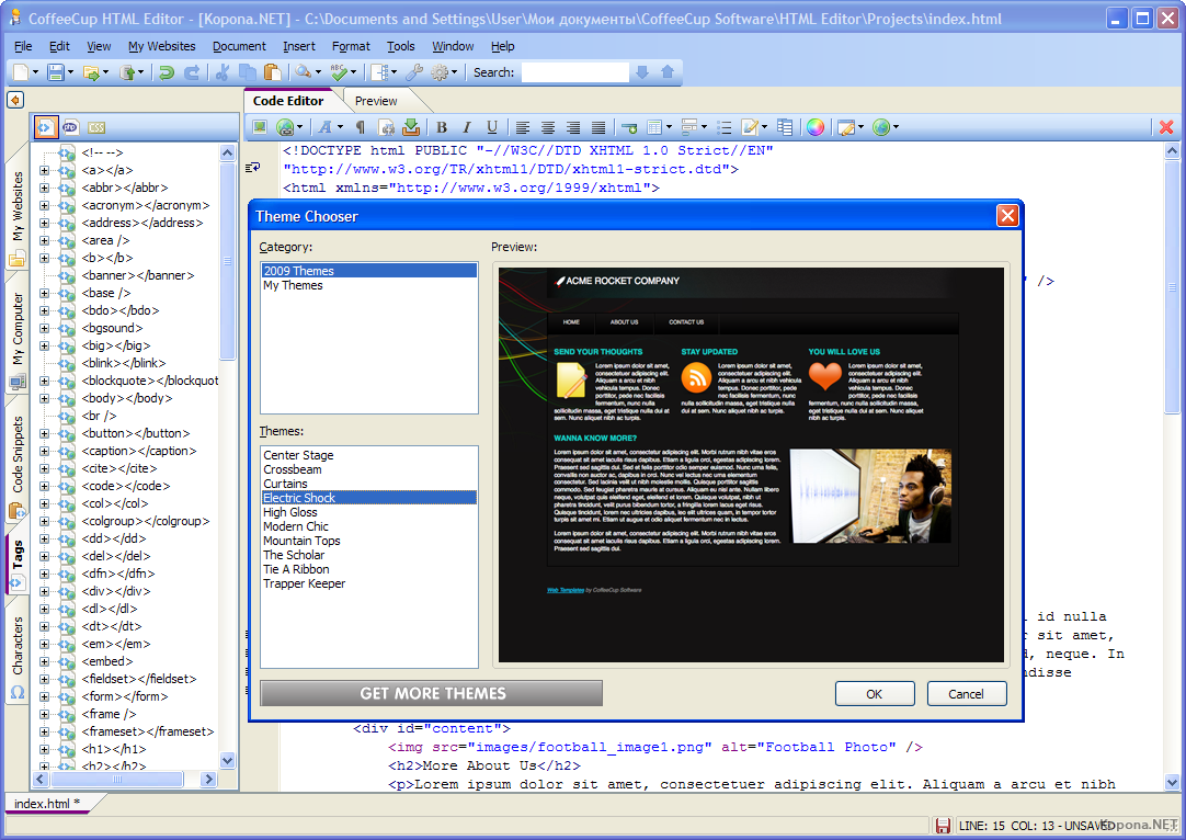 HTML Editor 2009.305 CoffeCup - FOSI Setup Free
